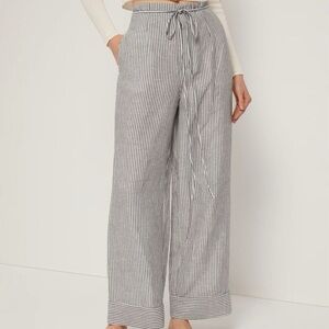 Onia Air Linen Striped Paperbag Trousers